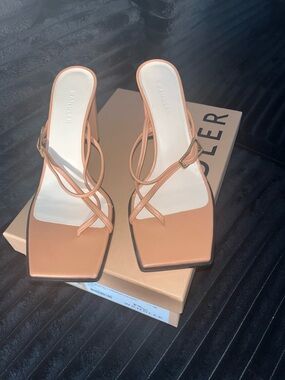 Wandler Cognac Strappy Square-Toe Heel